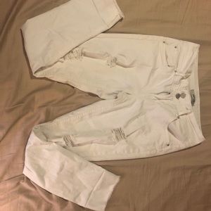 White mid-rise distressed refuge jeans